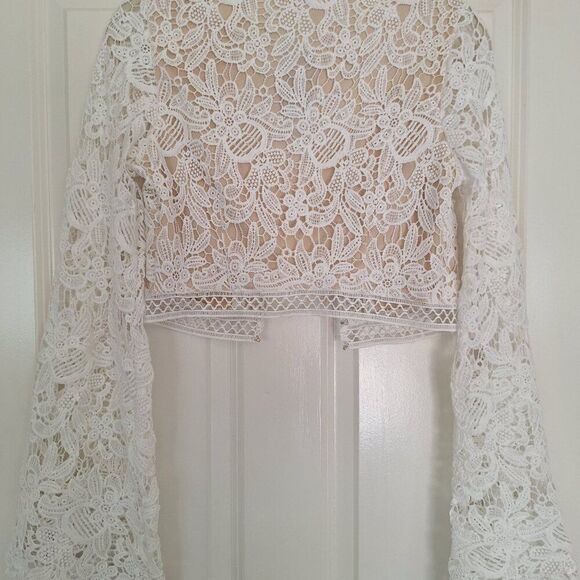 Boohoo cropped knitted lacey‎ top long sleeve size 8 - Picture 4 of 8